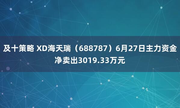及十策略 XD海天瑞（688787）6月27日主力资金净卖出3019.33万元